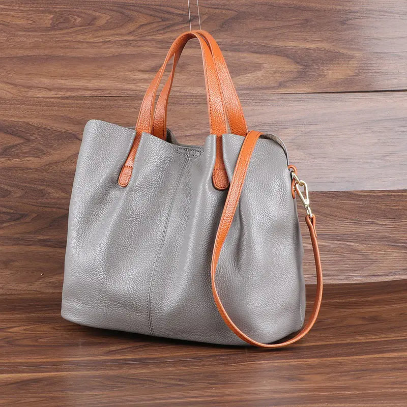 Simple Casual Soft Leather Tote Bag for Women - additional view