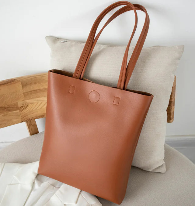 Korean Style Soft Leather Tote Bag for Students