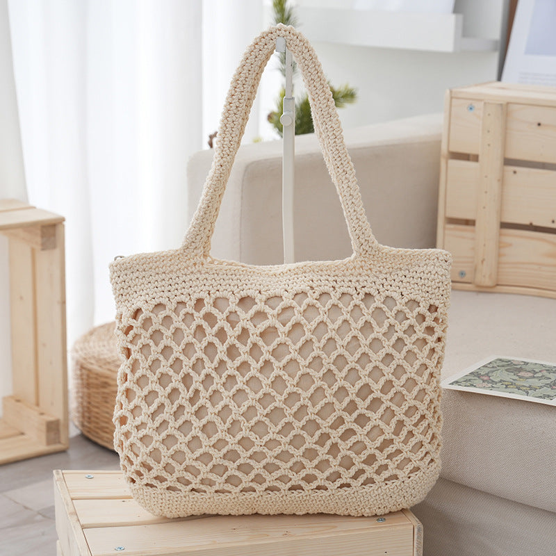 Rope-Weave Lined Tote - Beige