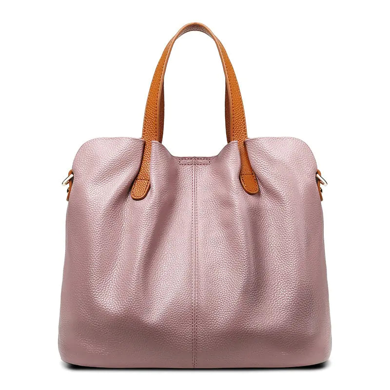 Simple Casual Soft Leather Tote Bag for Women - back view