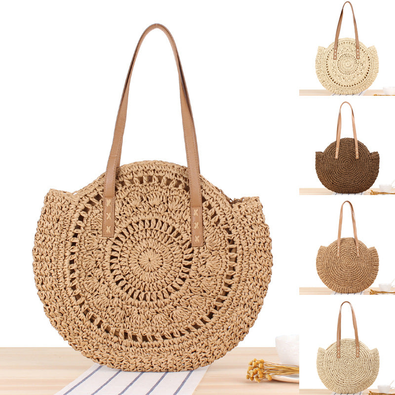 Round Straw Shoulder Bag