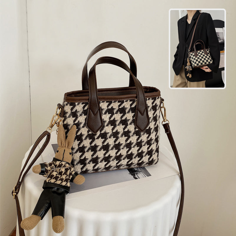 Fashion Houndstooth Shoulder Bags Portable Checkerboard Handbags All-m