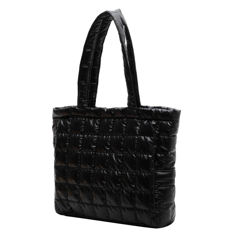 Quilted Nylon Tote - Black