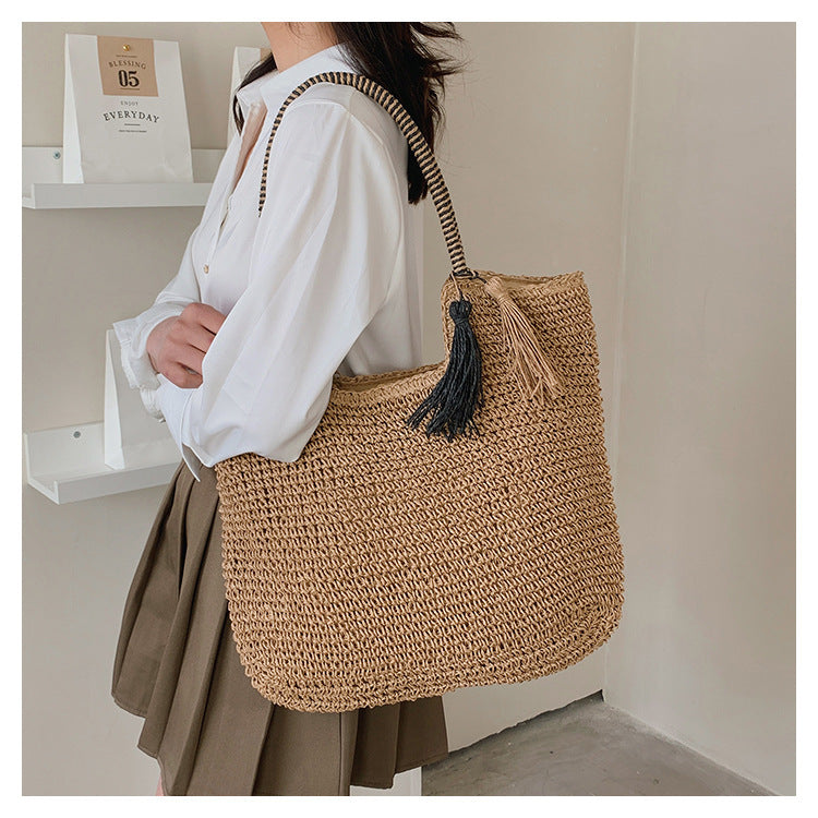 Winter Fashion Straw Casual Tote Bag - additional view