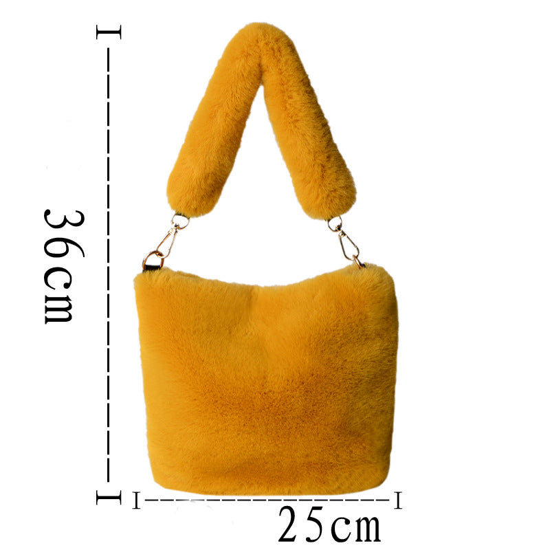 Plush Chain Bucket Shoulder Bag