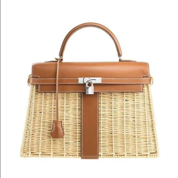 Summer Woven Tote Bag - Ins Style Shoulder Bag - close-up detail