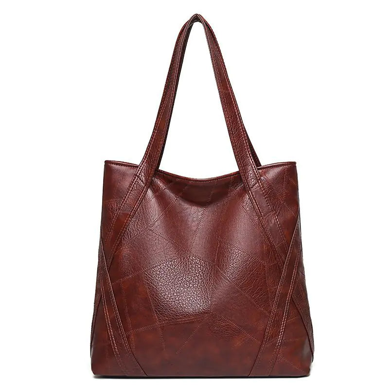 Vintage Fashion Soft Leather Tote Bag for Women - back view