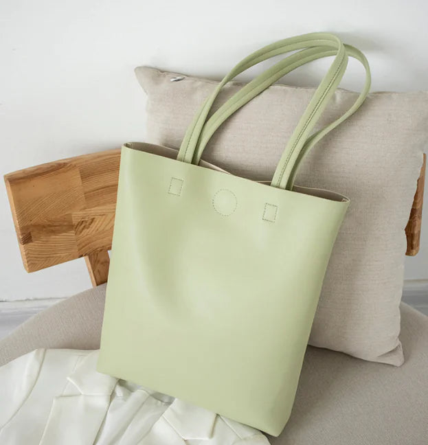 Korean Style Soft Leather Tote Bag for Students
