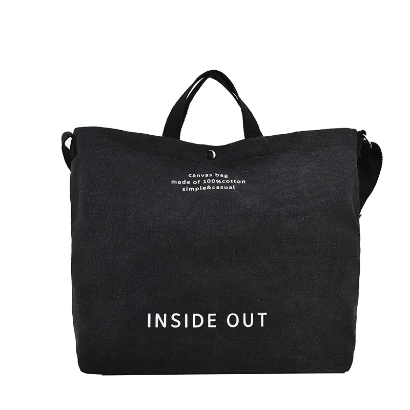 Large Capacity Canvas Letters Tote Bag for Women - back view