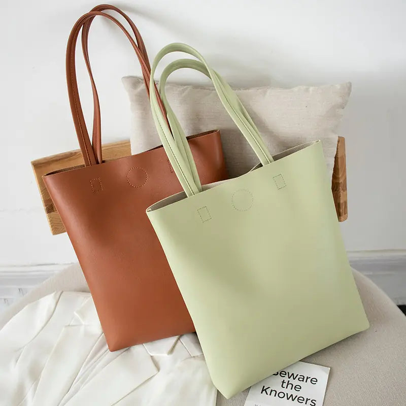 Korean Style Soft Leather Tote Bag for Students