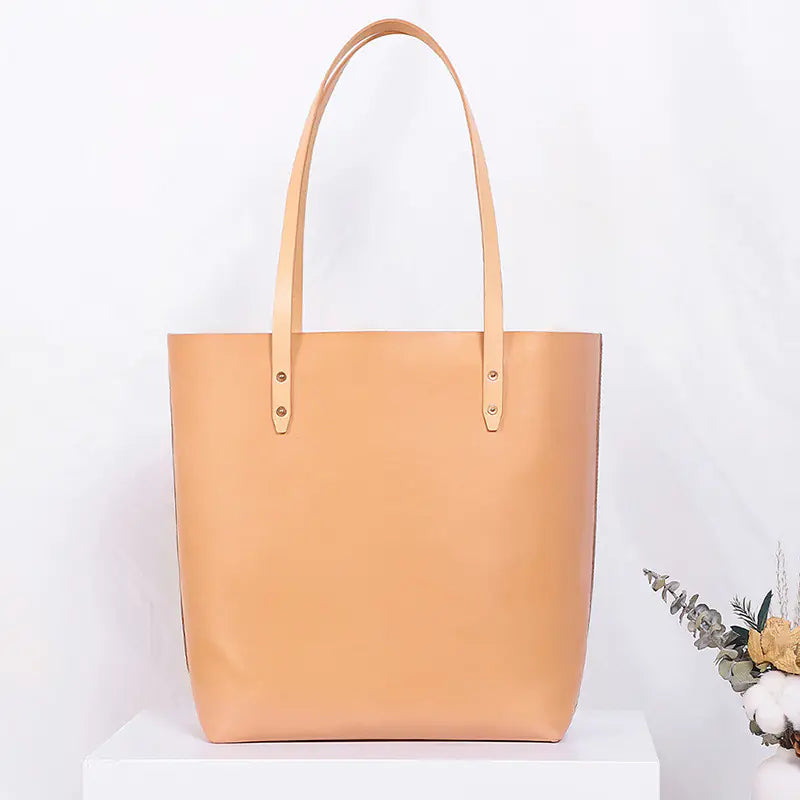 Multifunctional Vegetable Tanned Leather Tote Bag - alternate view