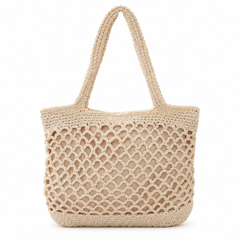 Rope-Weave Lined Tote - Beige