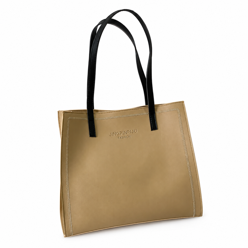 Clean-Line Shoulder Tote - Khaki