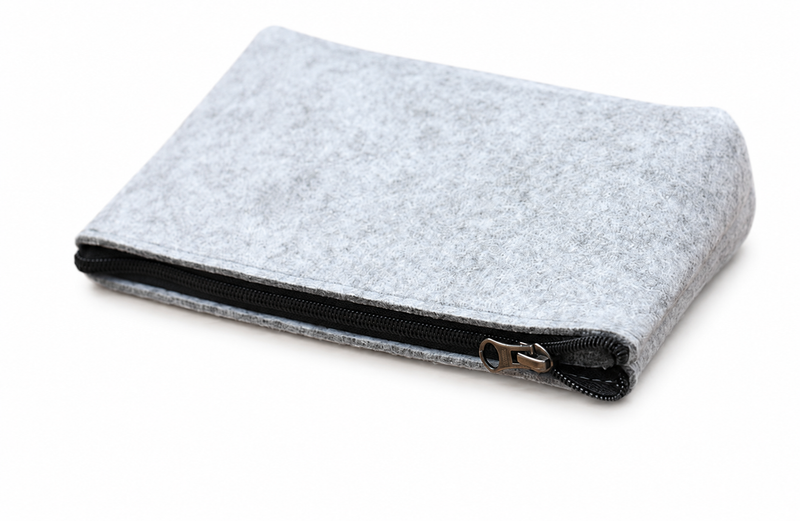 Felt Zip Pouch - Grey