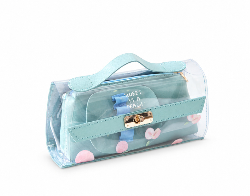 Clear Triple-Zip Pouch - Green