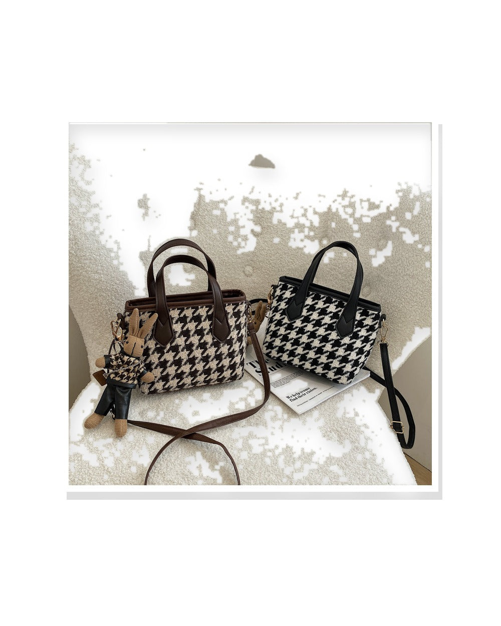 Checkerboard Top Handle Shoulder Bag