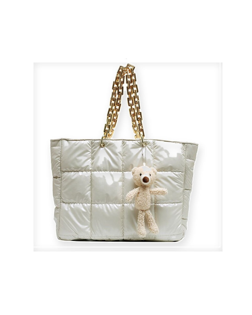 Large Chain Leather Tote Bag