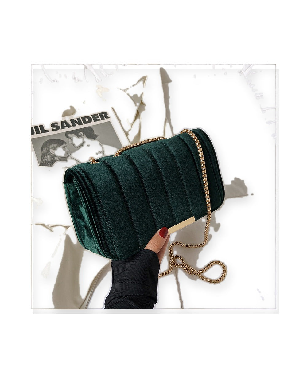Velvet Chain Crossbody Bag