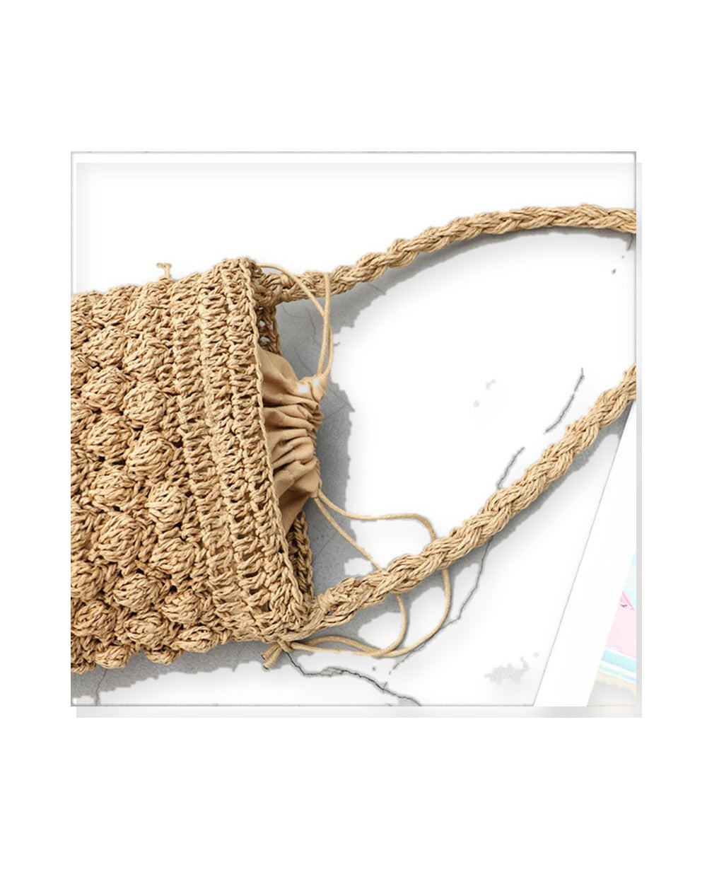 Straw Bucket Crossbody Bag