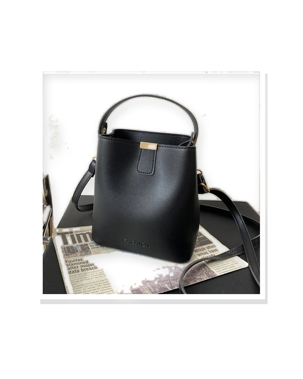 Classic Black Leather Tote Bag