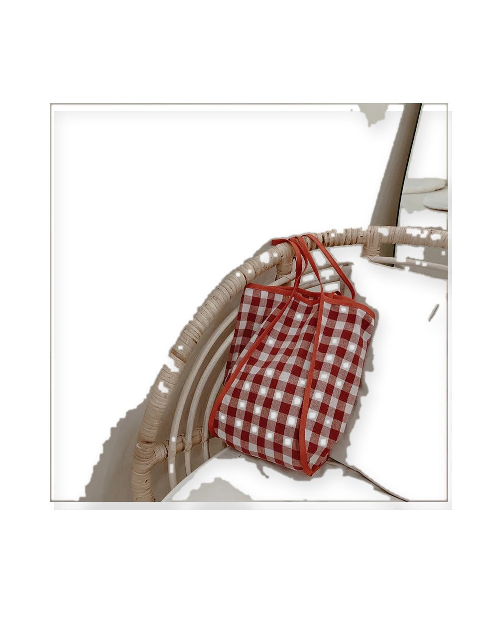 Gingham Canvas Shopper Tote
