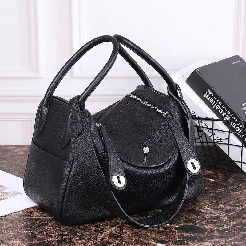 Large Capacity Genuine Leather Women's Tote Bag - back view